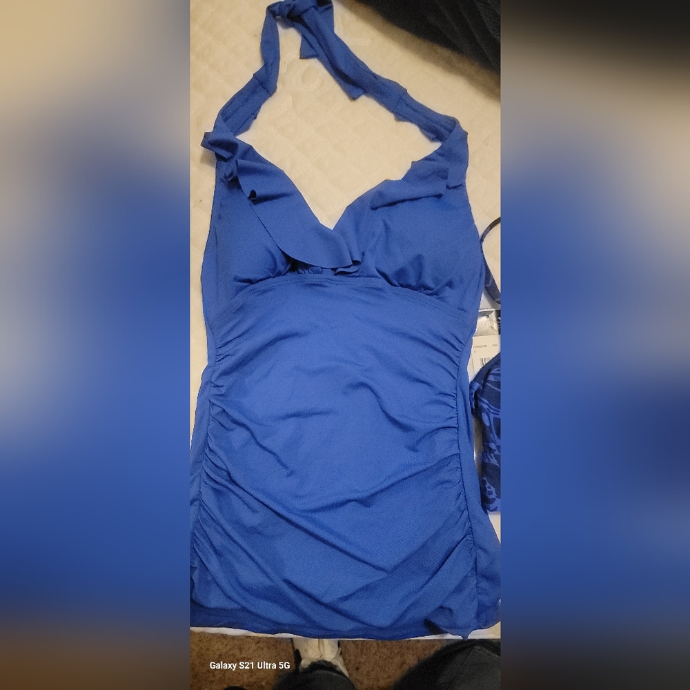 Womens Ralph Lauren Blue Halter Swimsuit Top